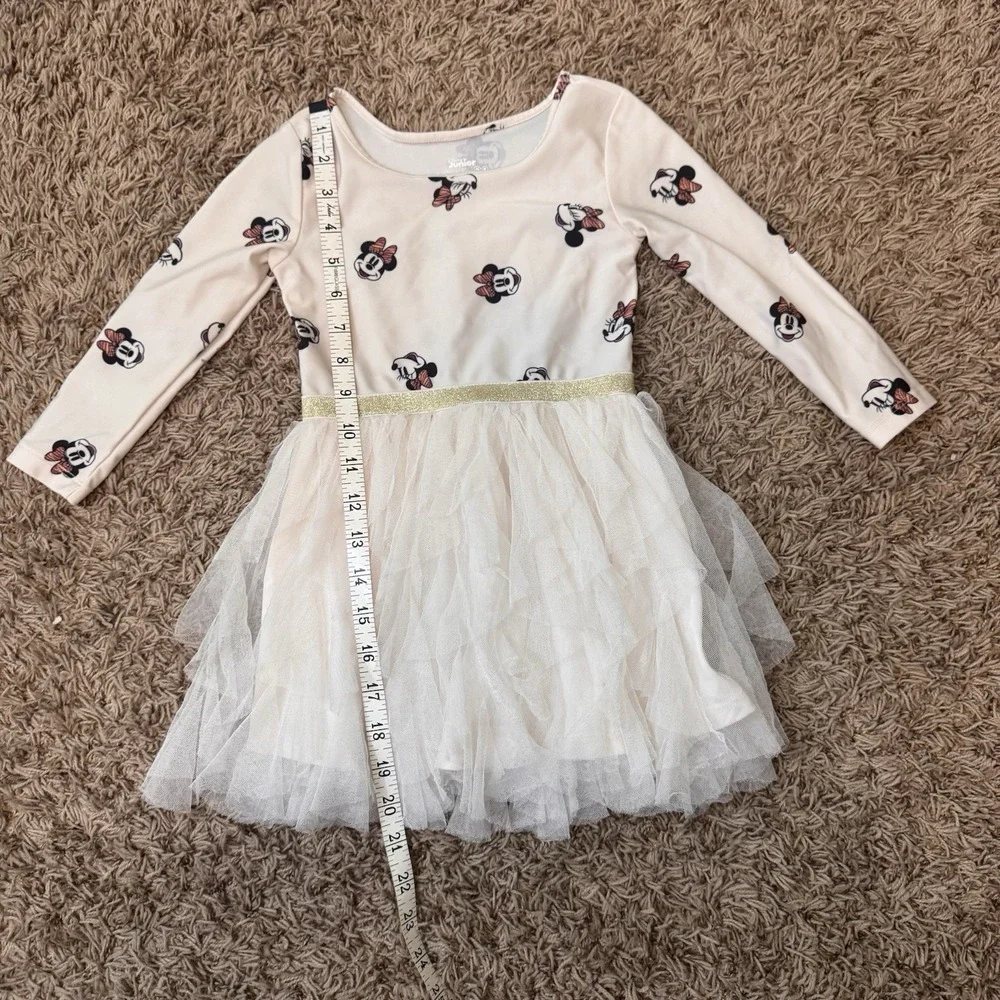 Disney Minnie Mouse Tutu‎ Dress Cream With Stretch Sparkle And Ruffles Size 3T - Picture 8 of 8